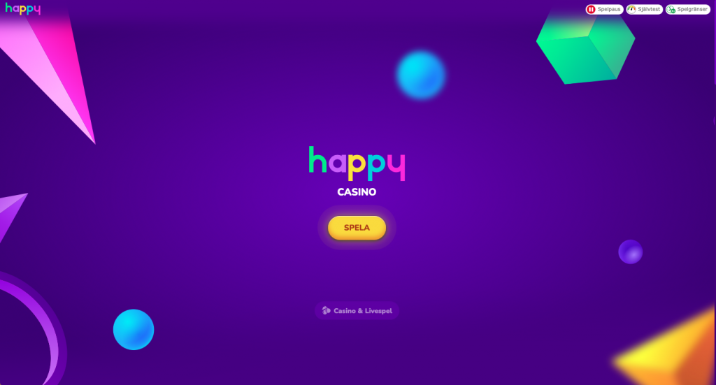 startsidan på Happy Casino